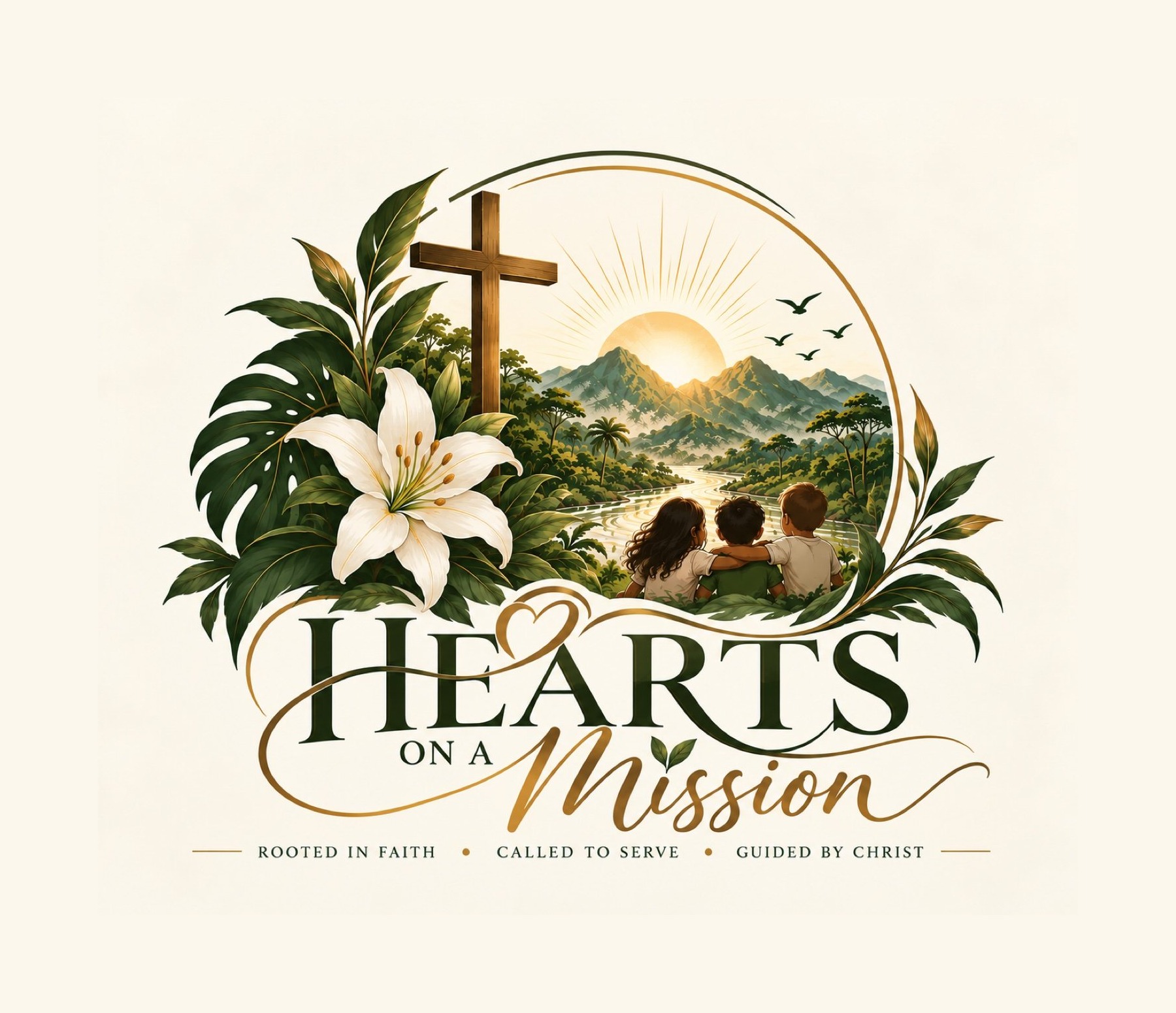 Hearts on a Mission logo — Rooted in faith • Called to serve • Guided by Christ