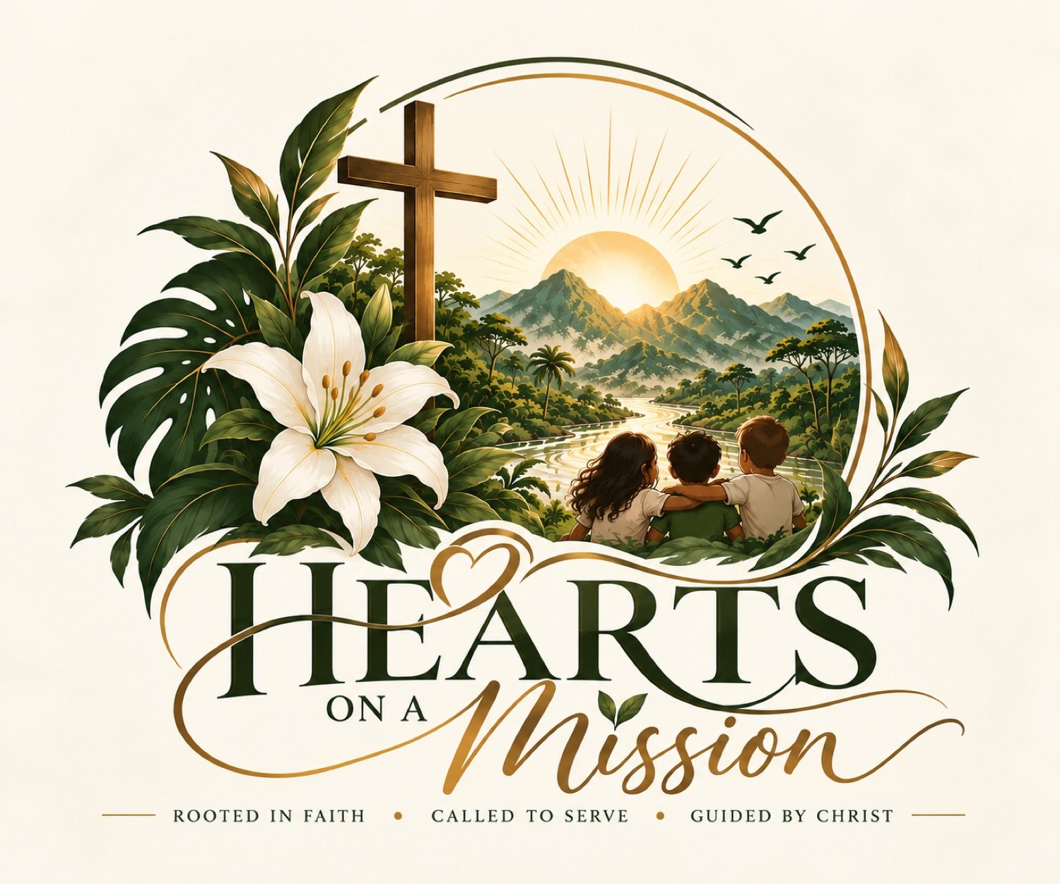 Hearts on a Mission logo — Rooted in faith • Called to serve • Guided by Christ